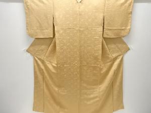 銀通し扇模様織り出し一つ紋色無地着物